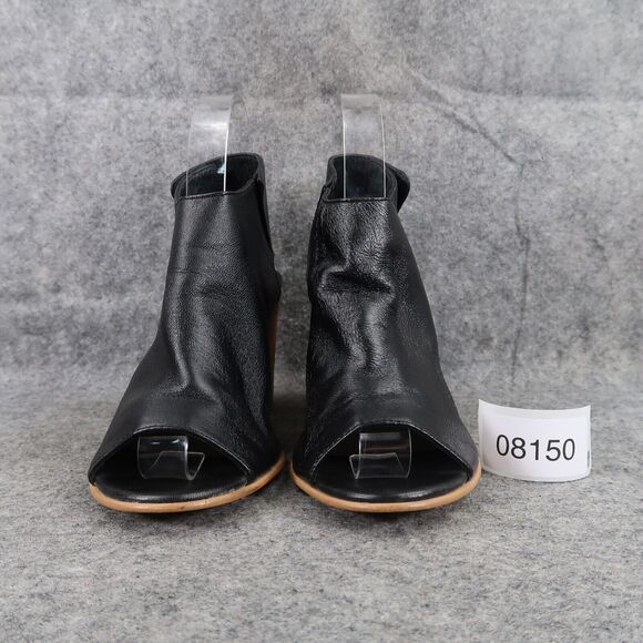 Steve Madden Shoes Womens 6 Booties Fashion Open Toe Ankle Strap Leather Black - Picture 3 of 13